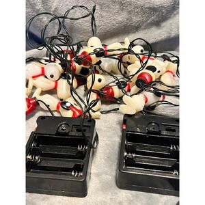 Peanuts Snoopy Pilot Christmas Lights 95" Set of 2 Battery Operated Works